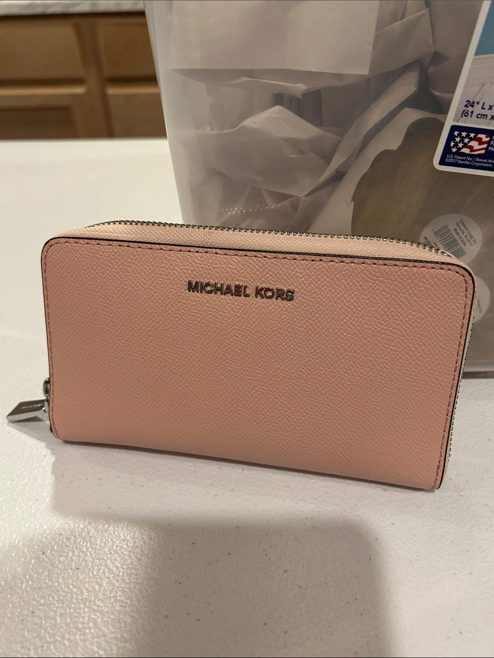Michael Kors Blush Zip-Around Leather Wallet